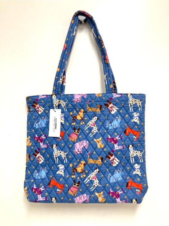 Vera Bradley Handbags - Vera Bradley Quilted Blue Tote with Colorful Dog Print